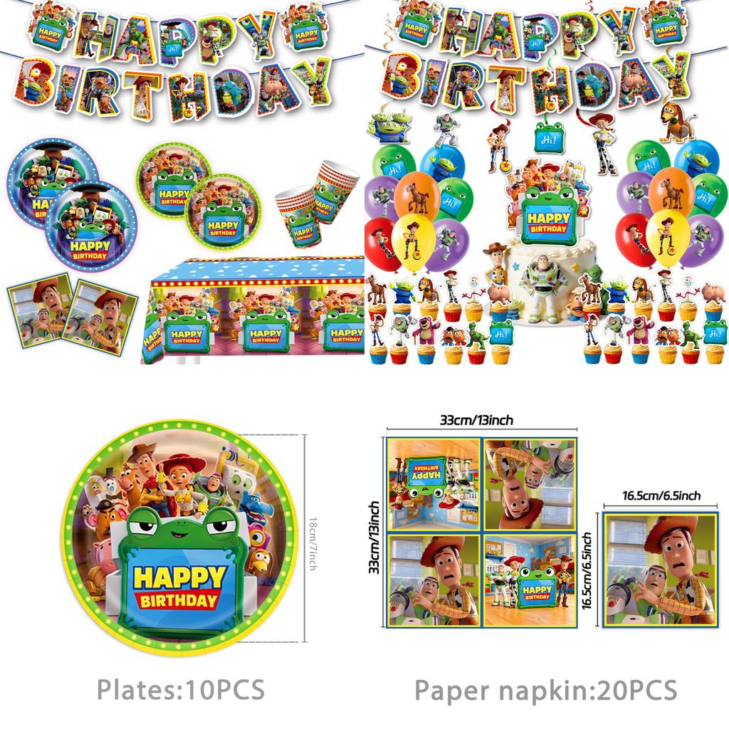 Conjunto de Artigos de Festa Toy Story Com Pratos de Papel e Faixa Para Celebração de Aniversário de Crianças