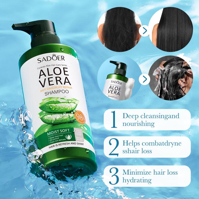 Aloë Vera Shampoo 500ml SADOER Hydraterend Reinigend Verfrissend Voedend Haarverzorging