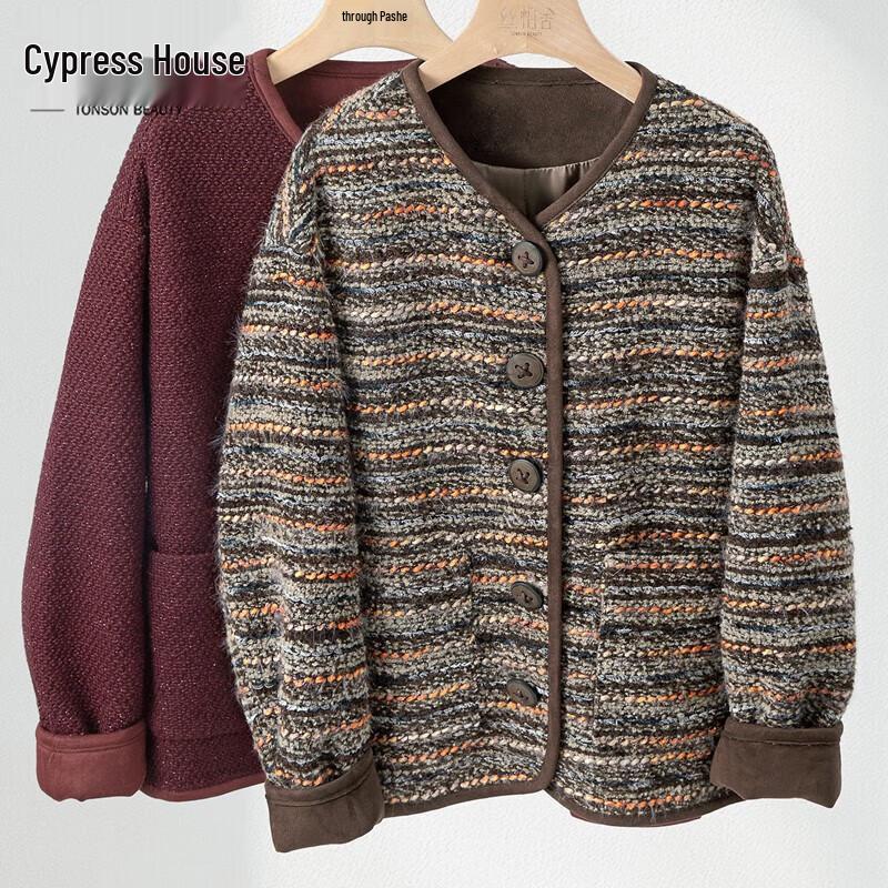 

Women s Wool Blend Contrast Knit Cardigan L