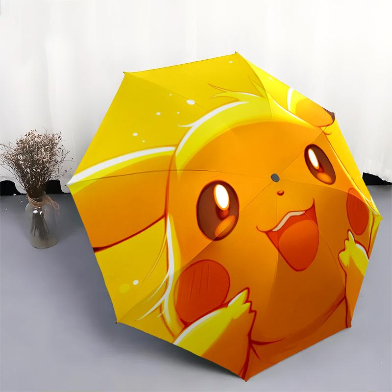 Pikachu-Muster, automatischer Klappschirm, tragbares und faltbares Design, 8 Rippen, ein Weihnachts- oder Geburtstagsgeschenk.