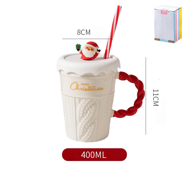 Christmas Ceramic Coffee Mugs With Lid Pleased Christmas Ceramic Mugs Delicate Cup For Holiday New Year's Gift for Children