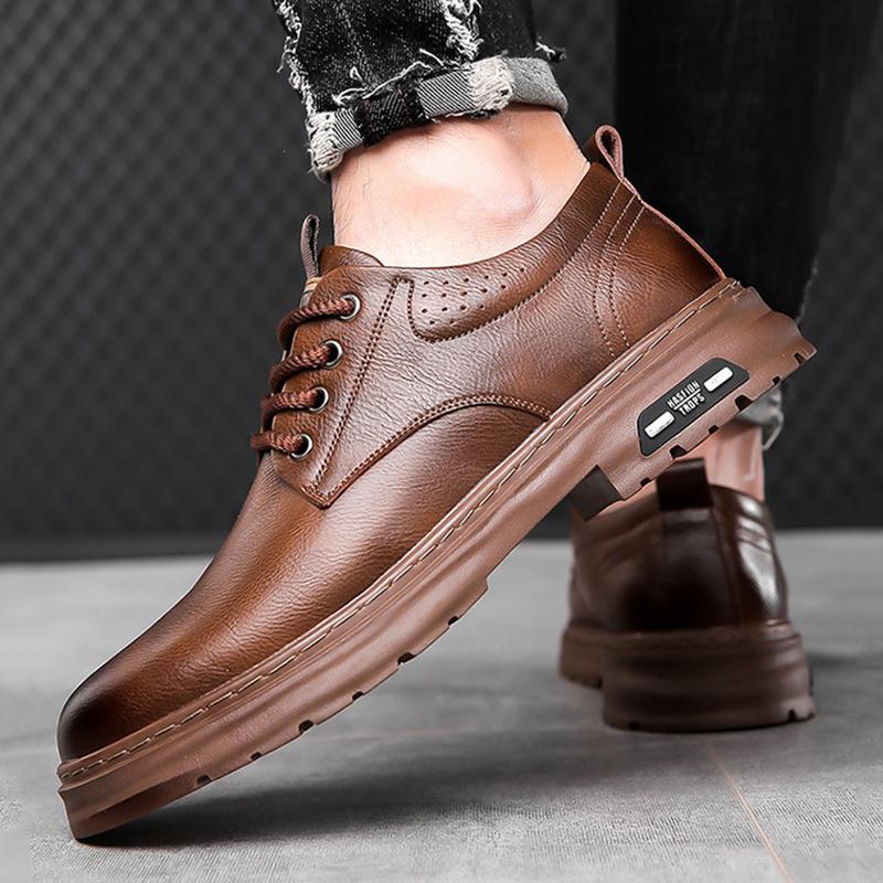 Fashion 2024 Spring and Autumn British Style Men's Shoes Wedding Tide Soft Leather Casual Shoes a Foot Off All Matching Leather Shoes
