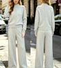 High-necked twist sweater set Women's loose sweater High-waisted wide-leg pants Two-piece set Lazy wind casual set