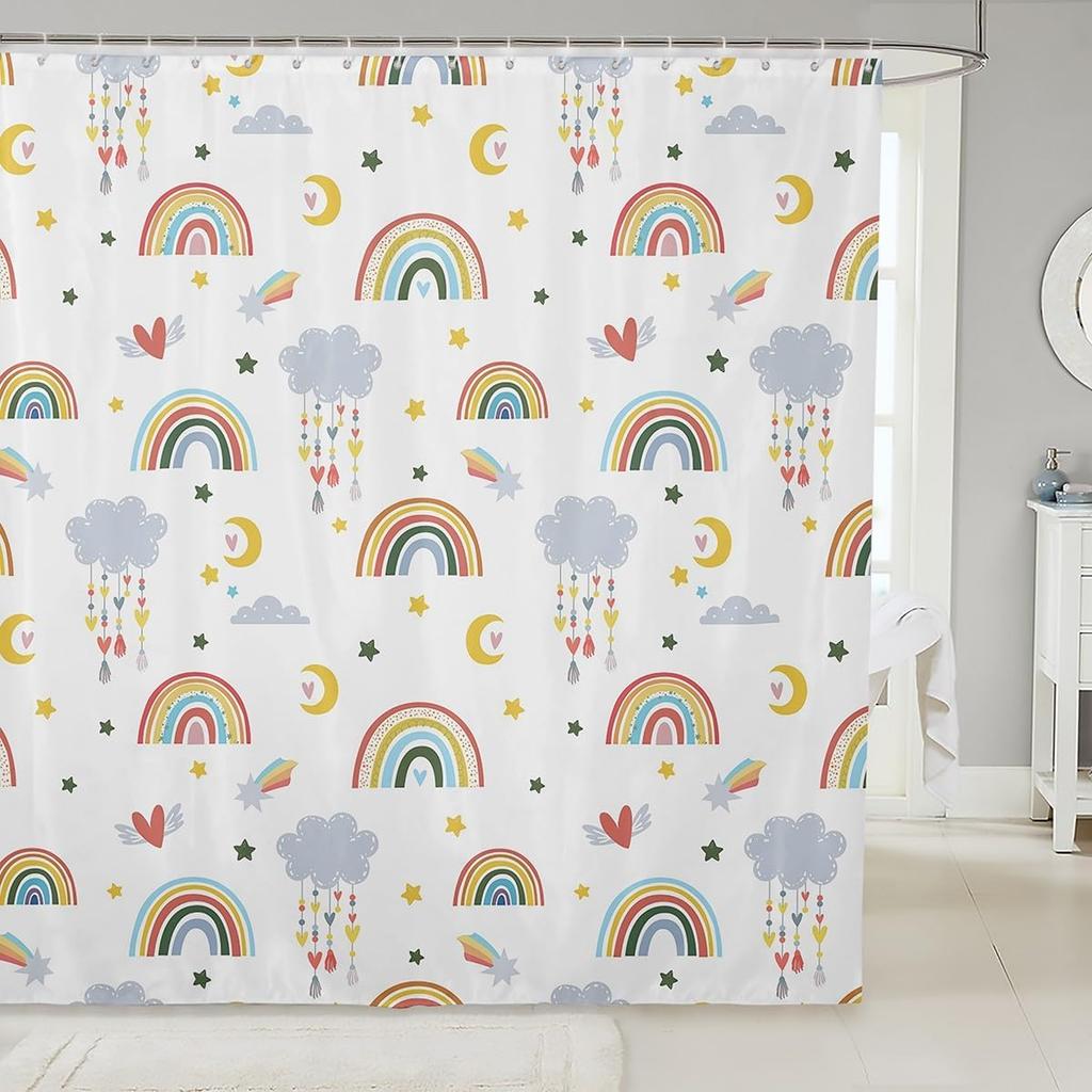 Cartoon Dinosaur Shower Curtain Coconut Tree Hawaii Tropical Bathroom Shower Curtain Sets | Ancient Wild Animals Waterproof