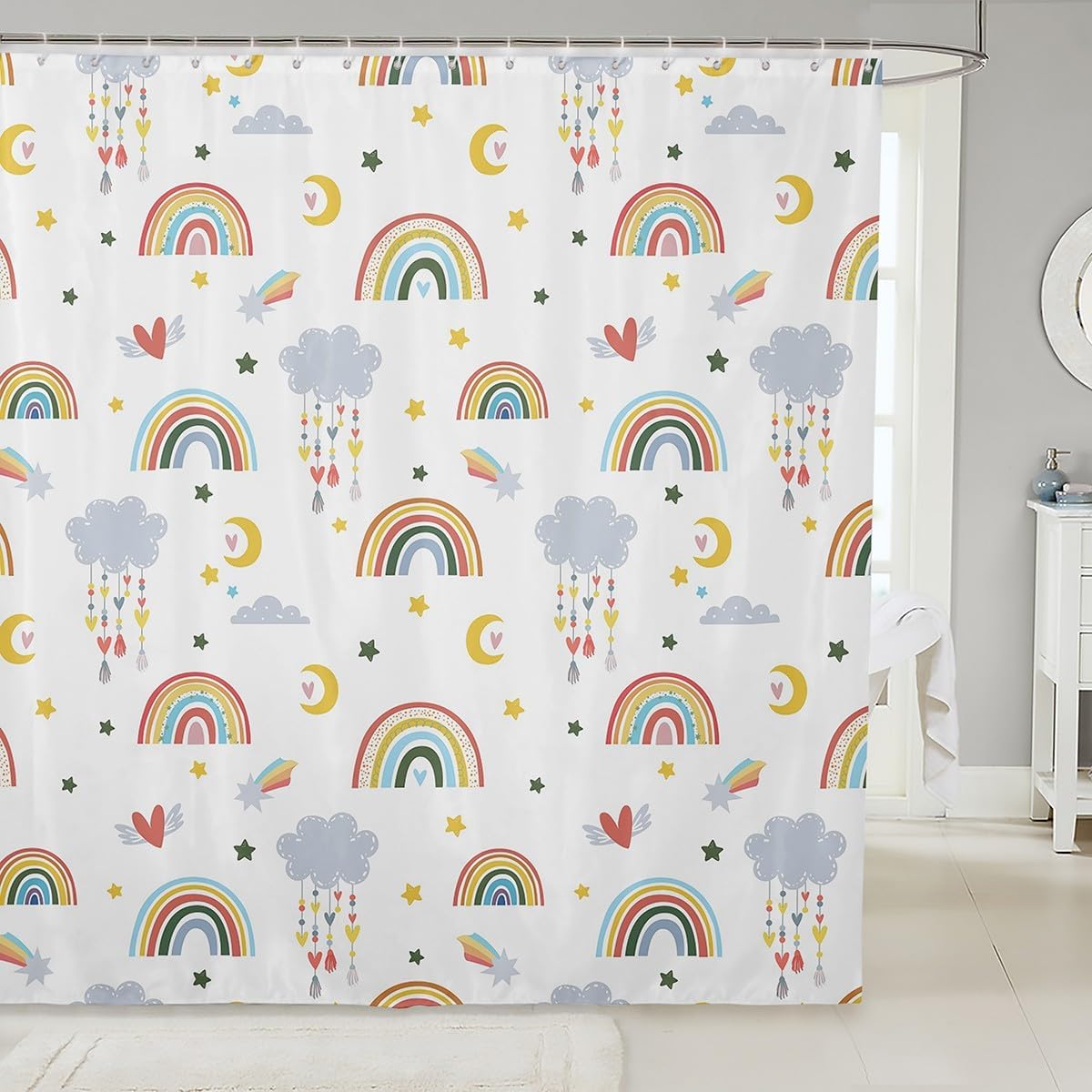 Outer Space Shower Curtain Rocket Bathroom Shower Curtain Sets | Astronaut Mysterious Waterproof Bathroom Curtains Celestial 90x180CM
