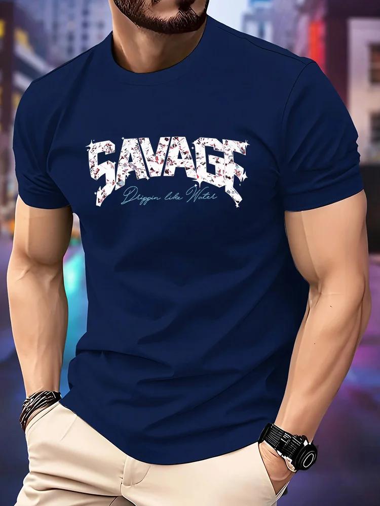 Unisexs Savage Letter TShirt Glitter Diamond Print ONeck Short Sleeve Casual Hip Hop Streetwear Graphic Tee Tops