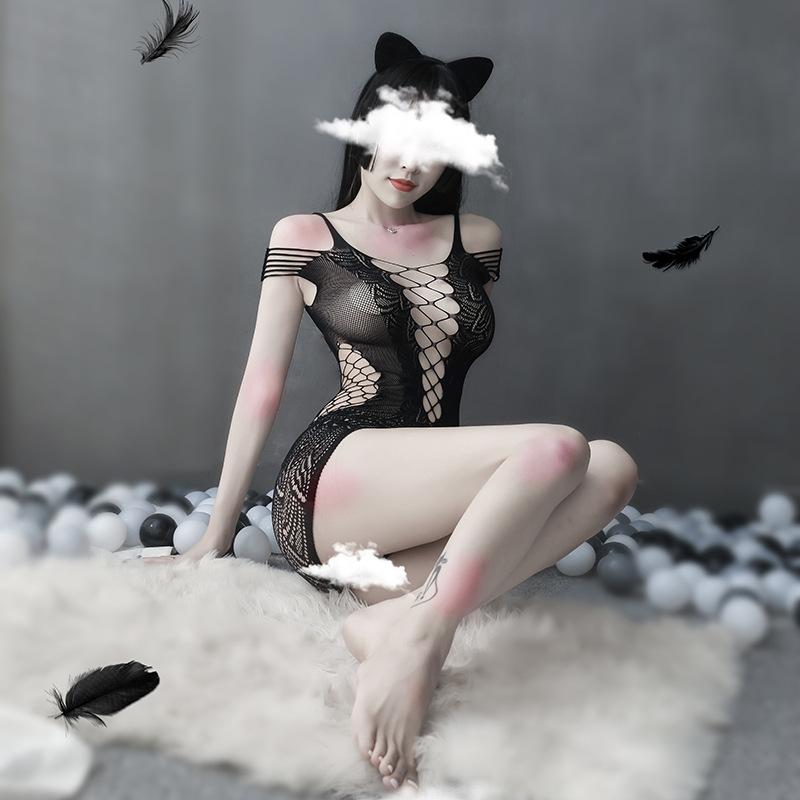 Sexy Underwear Sexy Suspender Mesh Hollow One-piece Jacquard Mesh, Hip-wrapped Lace Tight Skirt