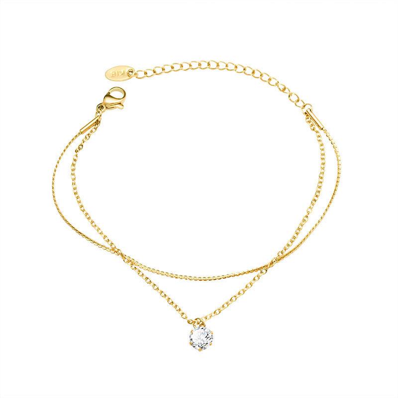 French-Inspired Double Layer Diamond Bracelet, Titanium Steel, Women s Luxury Jewelry Accessories, E116