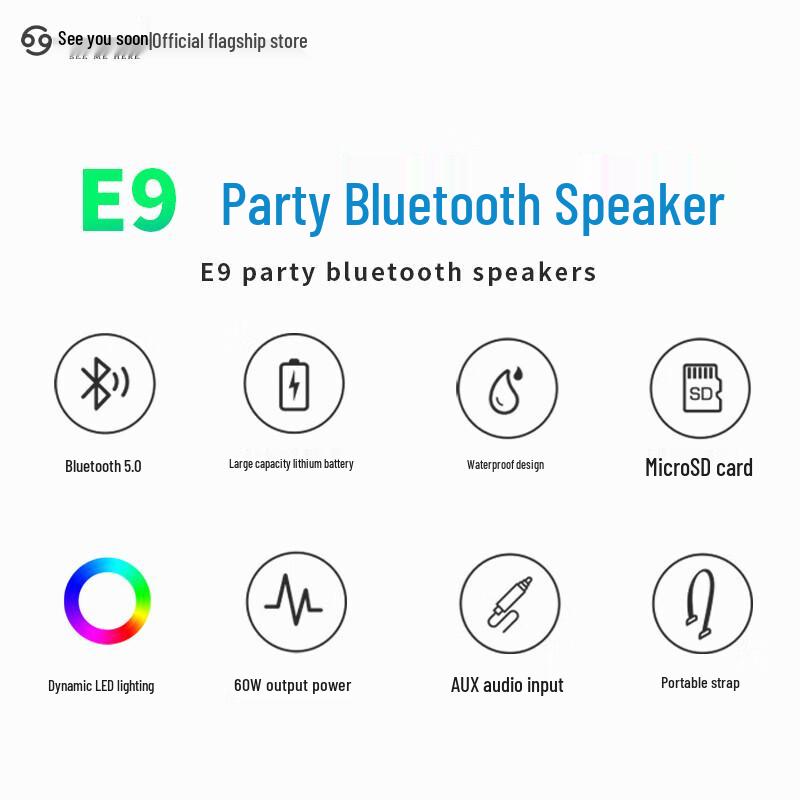SEE ME HERE E9 Plus Portable Bluetooth Speaker CN Plug (adapter Included)