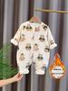 Mysig babyflanelloverallpyjamas med fleece - Höst/vinterstil Barnens tjocka korallfleece hemkläder sovsäck