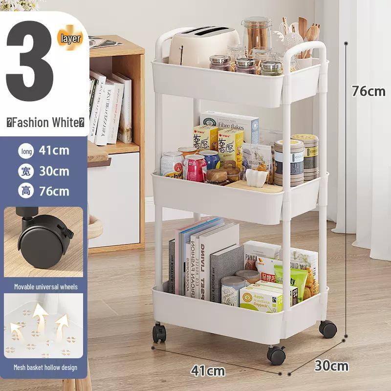 

Compact Trolley Storage Rack Multi-layer Basket for Kitchen, Bathroom, and Bedroom