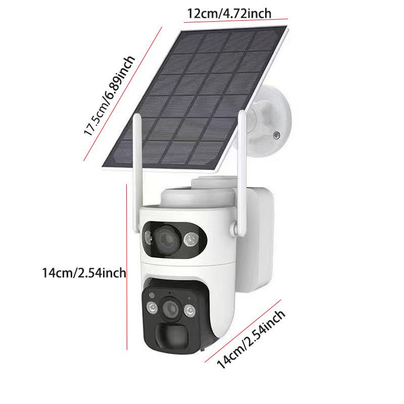 Dual-Lens Wireless Solar 360° Panoramic Camera with Low Power Consumption