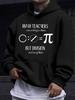 American And European Style Unisex Autumn Winter Print Hoodie Long Sleeve Sweatshirt, Pi Fun Slogan Print Hooded Sweatshirt, Math Formula with Playful