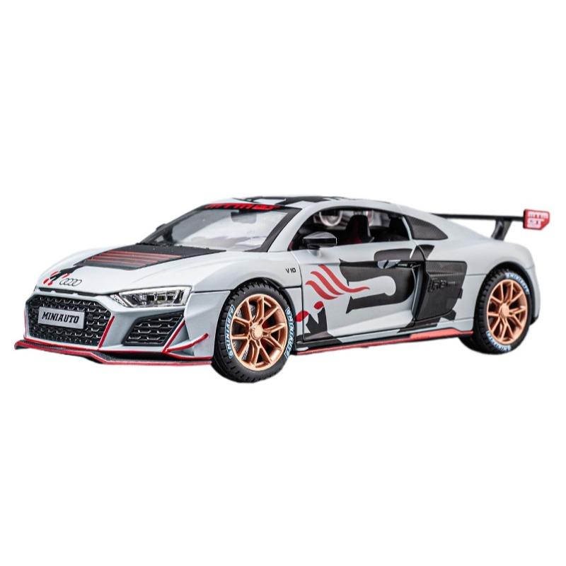 

Игрушка гоночная машина R8 V10 масштаба 1/24 для детей 1:24 литые металлические миниатюрные модели с инерционным механизмом, звук и свет, коллекция подарков для мальчиков серый