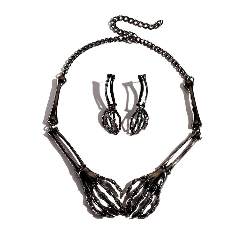 Hip Hop Chains Choker Earrings Set Gothic Punk Necklace Earring  Holiday Accessories