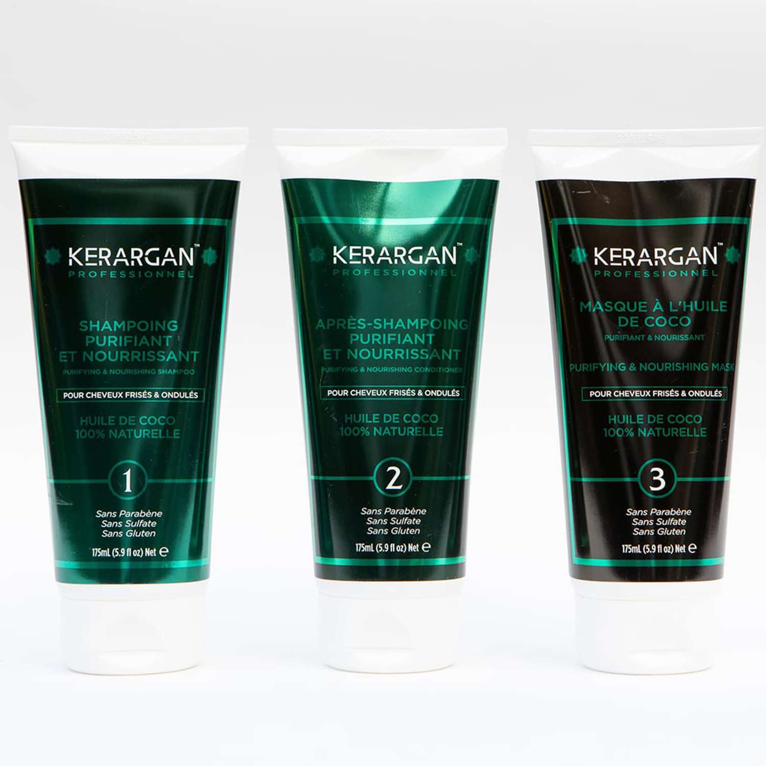 

Kerargan - Complete Hair Care with Coconut and Argan Oil - Nourishes and Hydrates - Brittle Hair - Sulfate, Paraben and Silicone Free - 3x175ml