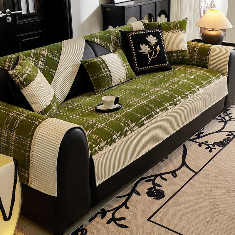 

Vintage Chenille Sofa Cushion Universal In All Seasons New Straight Row Sofa Seat Cushion Fixed Non-Slip Cover Cloth Towel 70*70cm