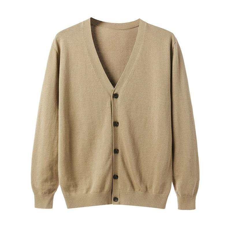 Maglione da uomo in cotone autunnale e invernale Cardigan lavorato a maglia Slim a maniche lunghe con scollo a V Giacca casual