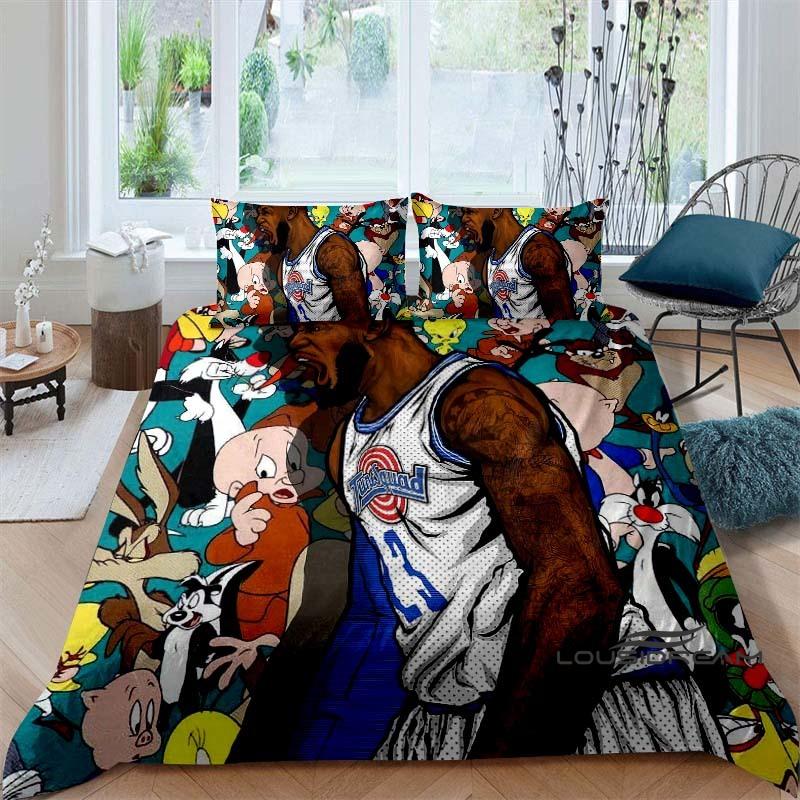 

3D printed classic sci-fi movie Space Jam themed duvet and pillowcase set, children s bedding set, bedroom decor can be customiz 135x200cm