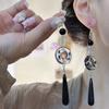 New Chinese Lotus Water Drop Pendent Long Delicate Tassel Dangle National Luxury Earring for Women Jewelry Gift