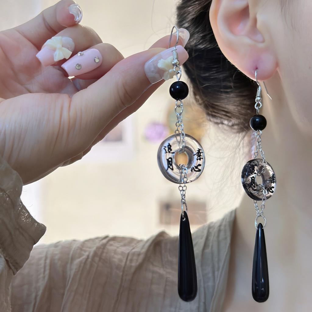 New Chinese Lotus Water Drop Pendent Long Delicate Tassel Dangle National Luxury Earring for Women Jewelry Gift