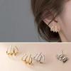 Yousheng 1 Pair Huggie Earrings Rhinestone Contrast Color Claw Shape Hollow Anti-allergy Electroplated Lightweight Stainless Ear Decoration Jewelry