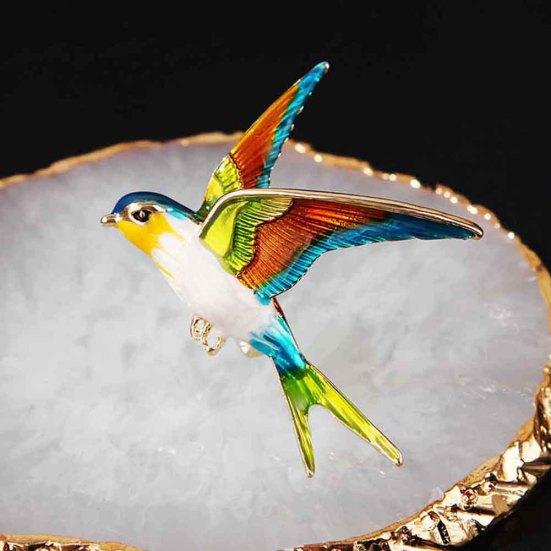 Accessorio per gioielli con spilla animale smaltato per uccello con rondine da donna