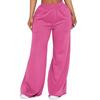 Women Casual Pants Solid Color Wide Leg Trousers with Pockets Elastic High Waist Hip Hop Style Long Pants