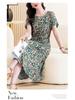 Fashionable Cotton Silk Plus Size Dress with Pockets for Middle-Aged and Elderly Women