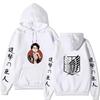Attack On Titan Levi Ackerman Hoodie Unisex Fleece Sweatshirt, Front Character Print, Back Wings Logo, Japanese Sleeve Text, Autumn Winter Pullover