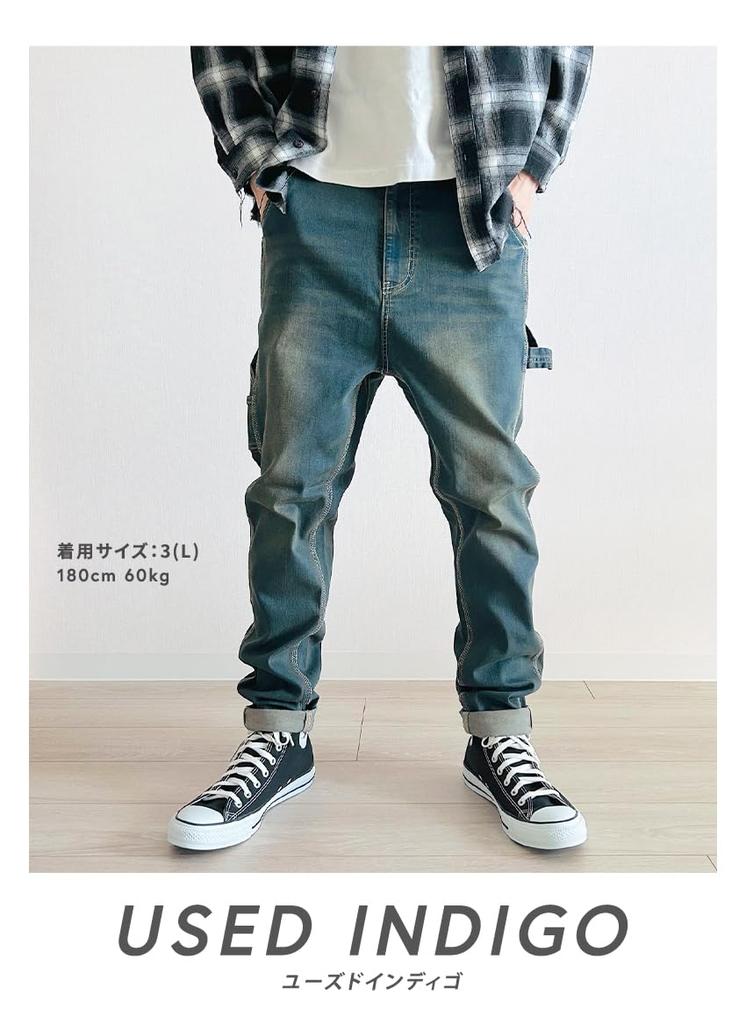 BEATJIVE Used Sarouel Painter Vintage Skinny Work Winter Used 9213-2030 (Size 4, Indigo) Pants, Pants, Denim, Finish, Stretch, Pants, Spring, Summer,