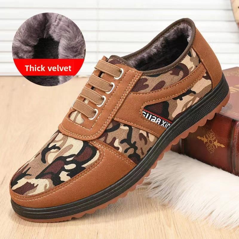 Gamle Beijing tøysko Glutensåle for menn Anti-skli Slitebestandige arbeidssko Lette pustende lerretssko Middelaldrende gåsko