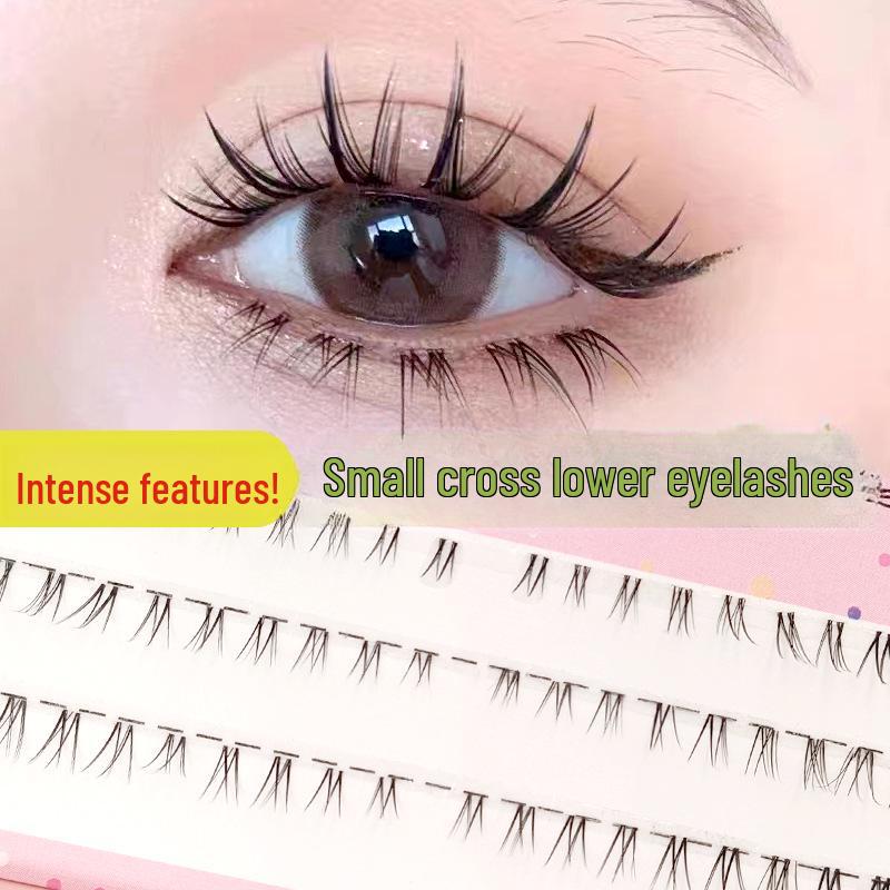 Yelix Thick Cat-Eye False Eyelashes: Natural, Segmented, Glue-Free Lower Lashes