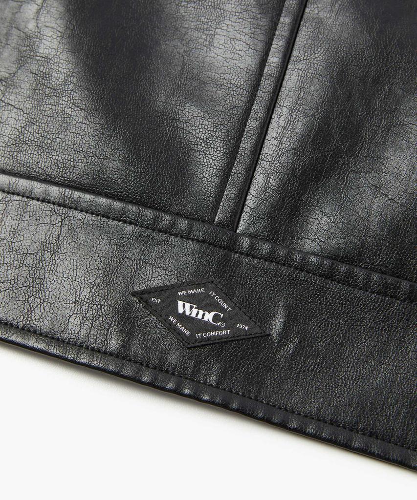 Wmc Collarless Fox Leather Jacket_Black