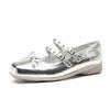 Silver fishing light ballet shoes fairy fairy style bow square head flat Mary Jane shoes with skirt single shoes