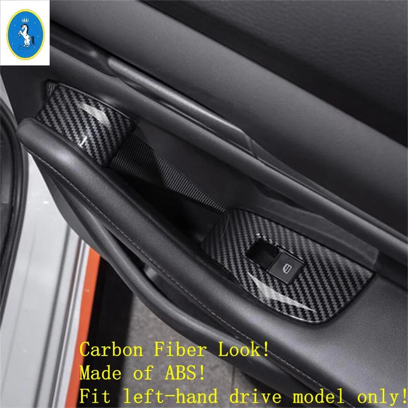 Carbon Fiber Auto Gear Head / Window Glass Lift / Steering Wheel / Door Speaker Accessories Cover Trim For Mazda 3  -