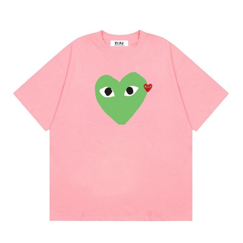 Japanese trendy brand heart-print short-sleeve T-shirt, unisex loose couple's summer casual daily versatile top
