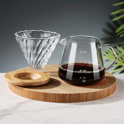 Classic Punana Pour Over Coffee Maker Set, Glass Carafe Coffee with Glass Coffee Filter, Drip Coffee Maker Set for Home or Office, 300ml