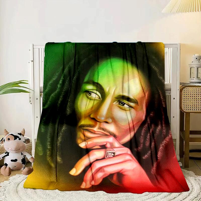 Bob music Vibrant Art Blanket Flannel Blanket for bed, sofa, Camping, Hiking, Picnic Essentials, gift for family Fan gifts