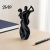 Mattschwarze Skulptur 3D-Druck Kunstornament, Tanzendes Paar Modell, Abstrakte Tango-Tanzstatue, mit Stabiler Basis Figur für Heimdekoration Modern