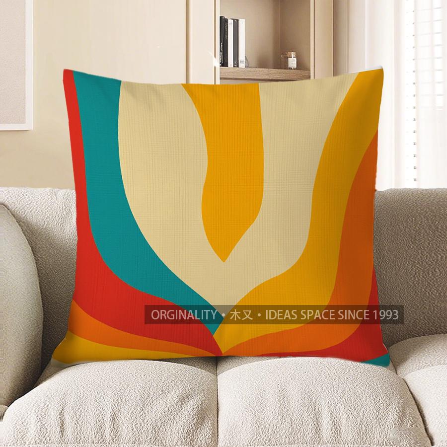 

Home Decor Vibrant Curved Stripes Geometric Throw Pillow Pattern Cushion Cover Suitable For Sofa Bedroom Car Pillow Cover 40x40cm