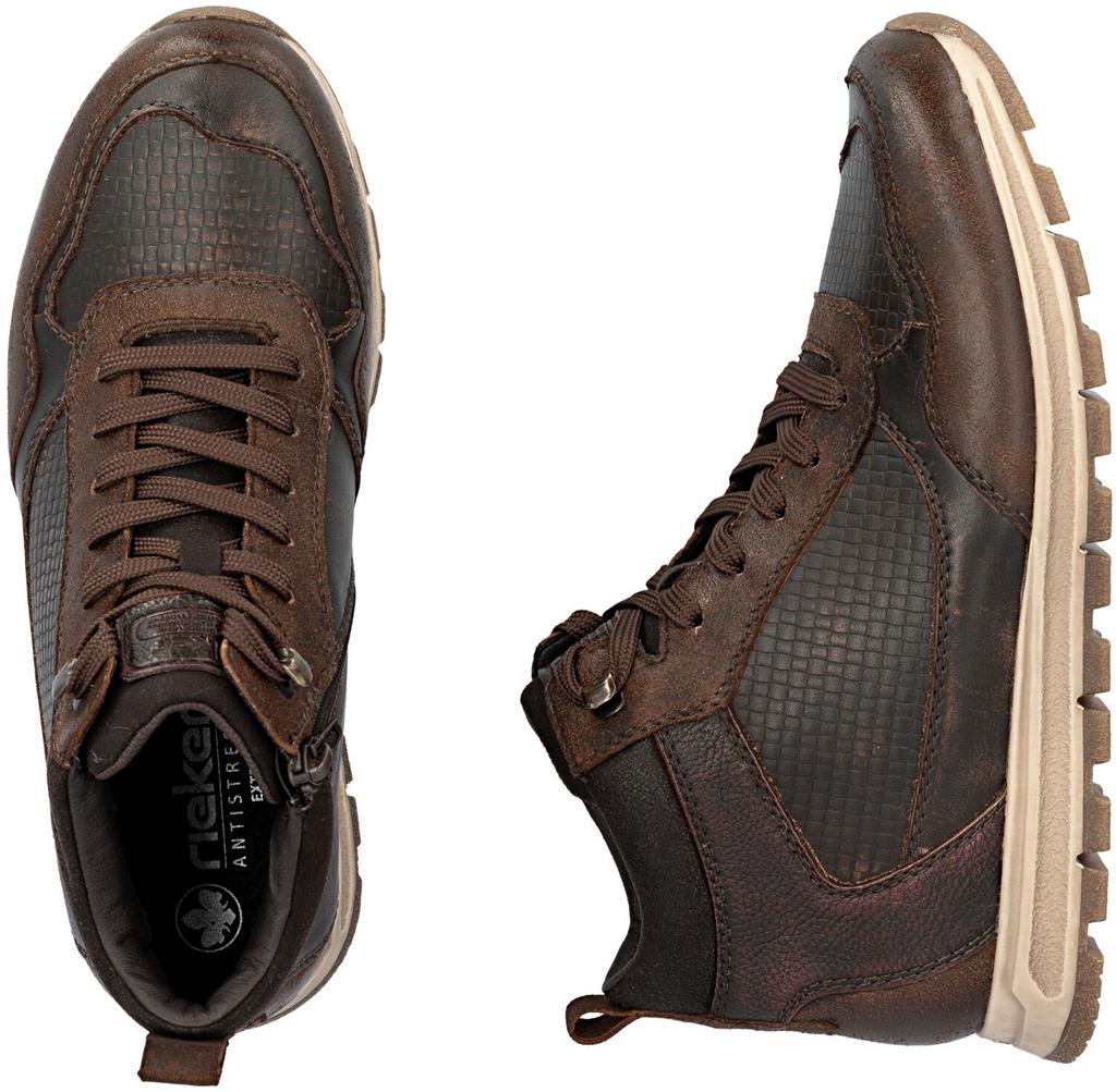 Rieker Boots Lace-up Boots with Inner Zipper Dark Brown