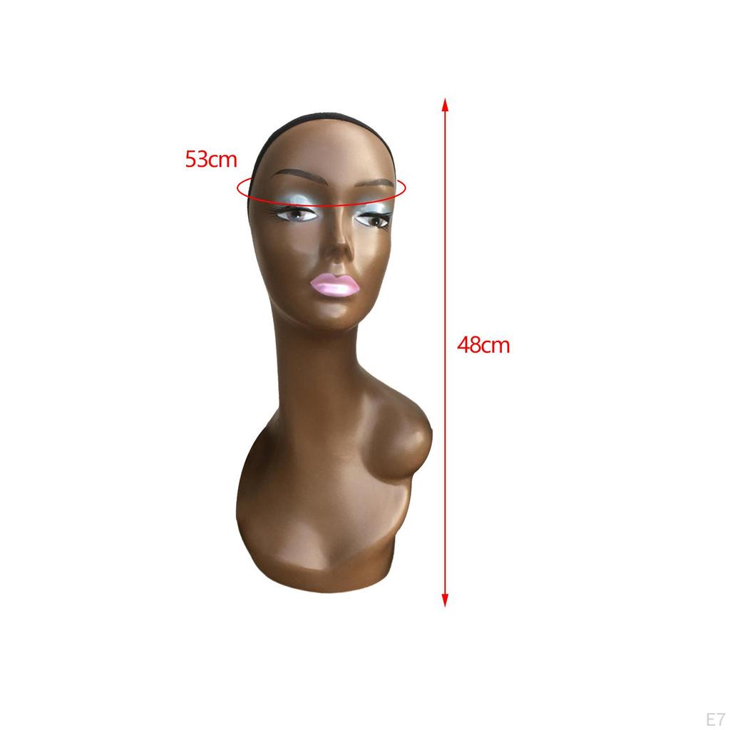 Elegantní dámská figurína hlava s nastavitelným stojanem na ramena pro vystavení šperků - Výška 48 cm