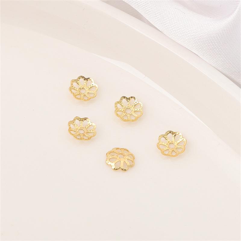 14K Gold Filled Flower Cap Bracelet DIY Jewelry Accessories with White Gold Beaded Spacers