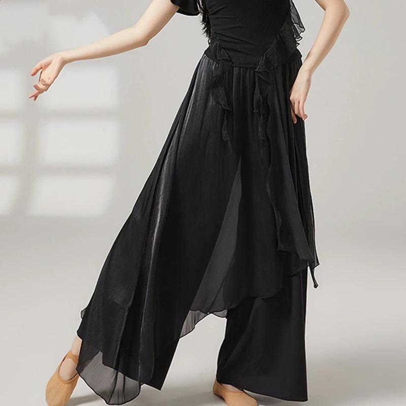 Gonna Pantalone Danza Classica Donna Larga Fluida Lucida Casual Costumi da Esibizione Abbigliamento da Pratica per la Danza
