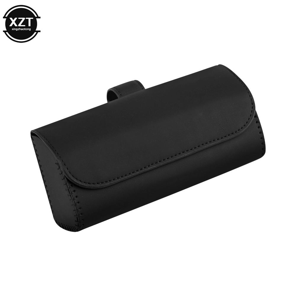 PU Leather Car Visor Sunglasses Case Clip Hanger Magnetic Fastener Sunglasses Holder Storage Box Eyeglasses Holder Car Interior