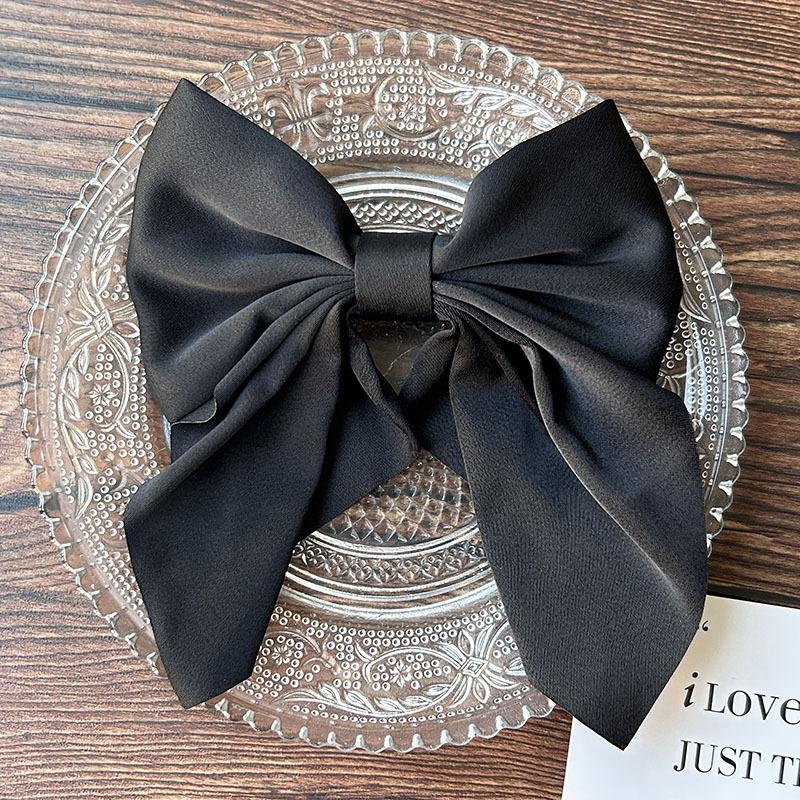 Korean Solid Color Bow Hair Clips Elegant Ribbon Hairpins Barrettes For Women Girls Headwear Baby Ornament Hair Accessories Gift