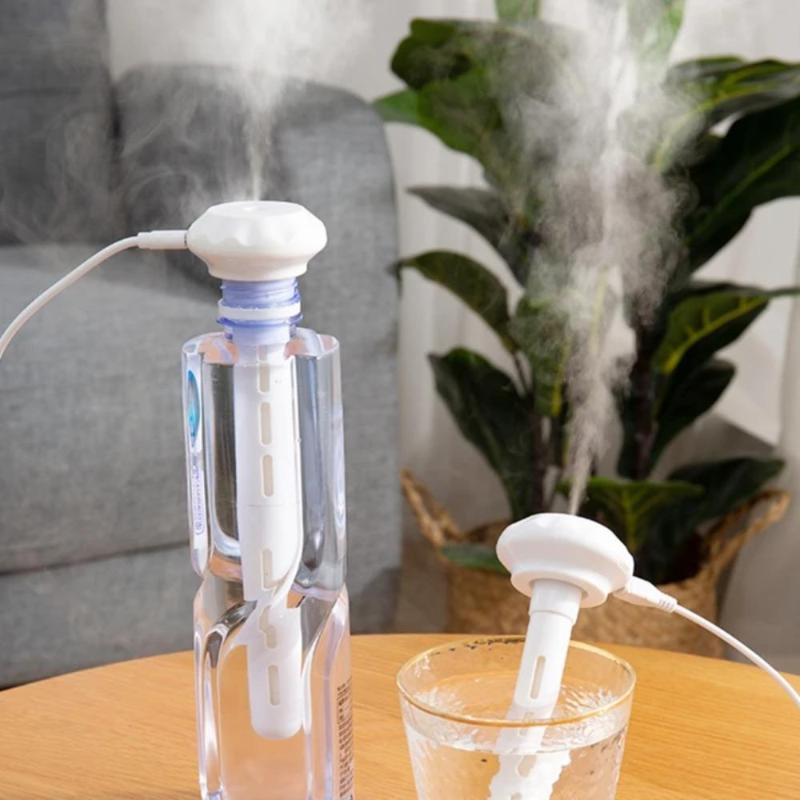 Mini USB Powered Portable Humidifier with Dimmable Soft Night Light Fits Various Bottles for Office Desktop Trip Use