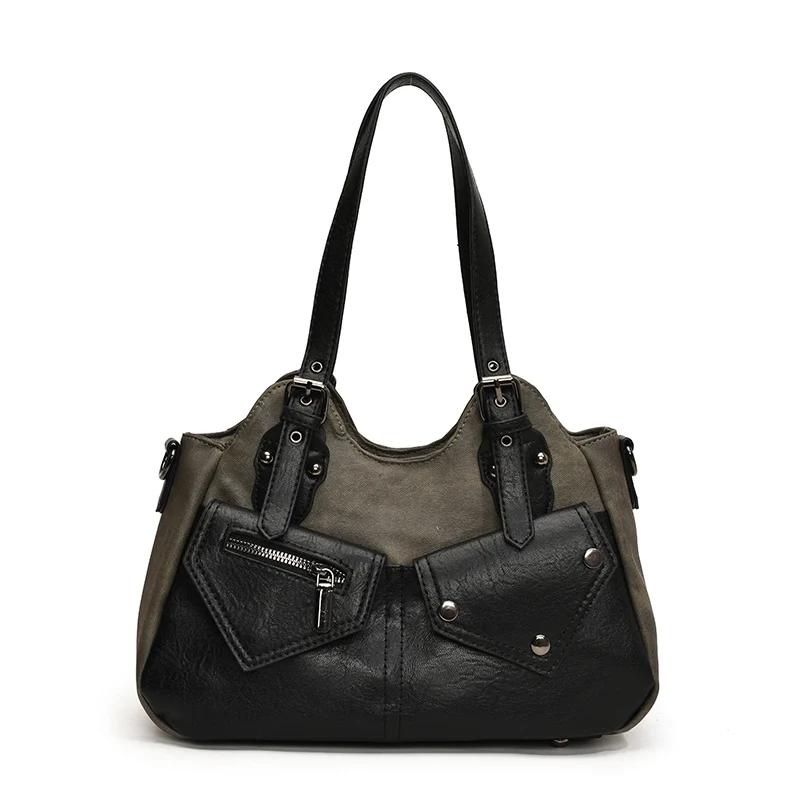 

Сумки подмышками из искусственной кожи с маленькими карманами для женщин 2024 года, зимняя сумка Y2K, новая тенденция моды, сумки через плечо темно-зеленого