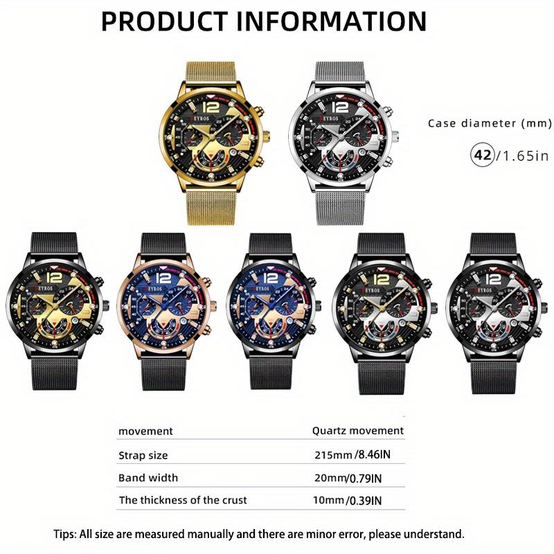 Business Men's Calendar Quartz Wristwatches Fashion Mens Mesh Strap Watch,ideal Choice for Gifts To Men